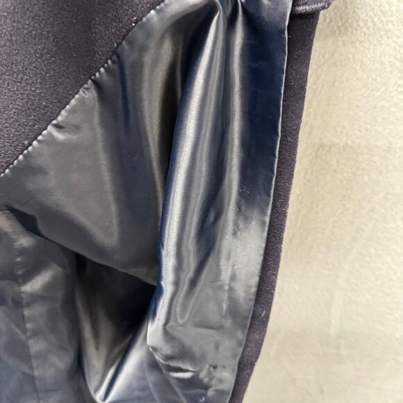 Vintage Alexon Overcoat Womens 12 Cashmere Wool Navy Blue Long Button Up Classic - Picture 7 of 9